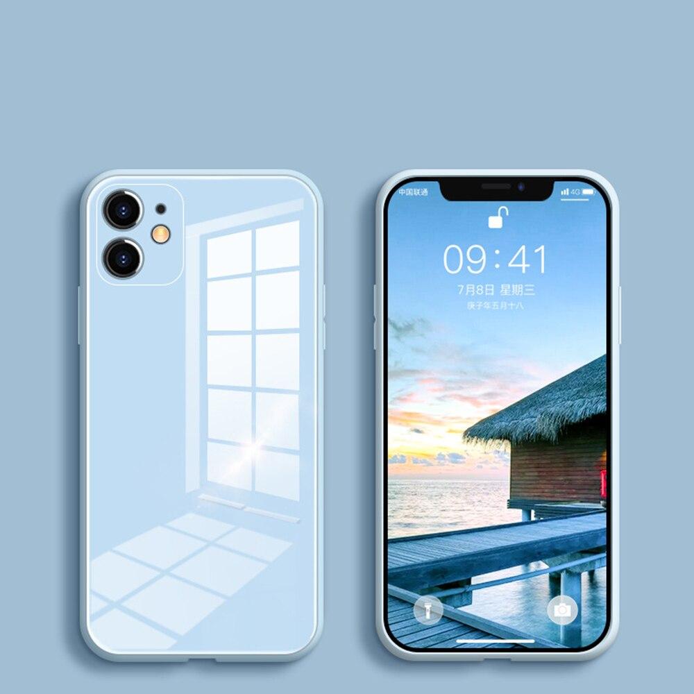 For Glass Tempered Case Phone Iphone 13 11 Pro Max Se 2 X Xr Xs Max 8 7 Plus 12 Pro Antiknock Silicone Cover