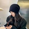 Autumn and Winter Pile Hat Japanese Style Black All Match Woolen Big Head Circumference Baotou Confinement Cold Hat Men's Trend