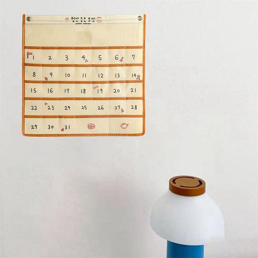 Numbered Wall Mounted With Pockets Hanging Storage Bag Calendar Bag Chart Holder Wall Decor