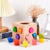 Wooden Young Children Beech Color Primary Color Shape Matching Intelligence Box Geometric Shape Building Block Toy Cognitive Collage