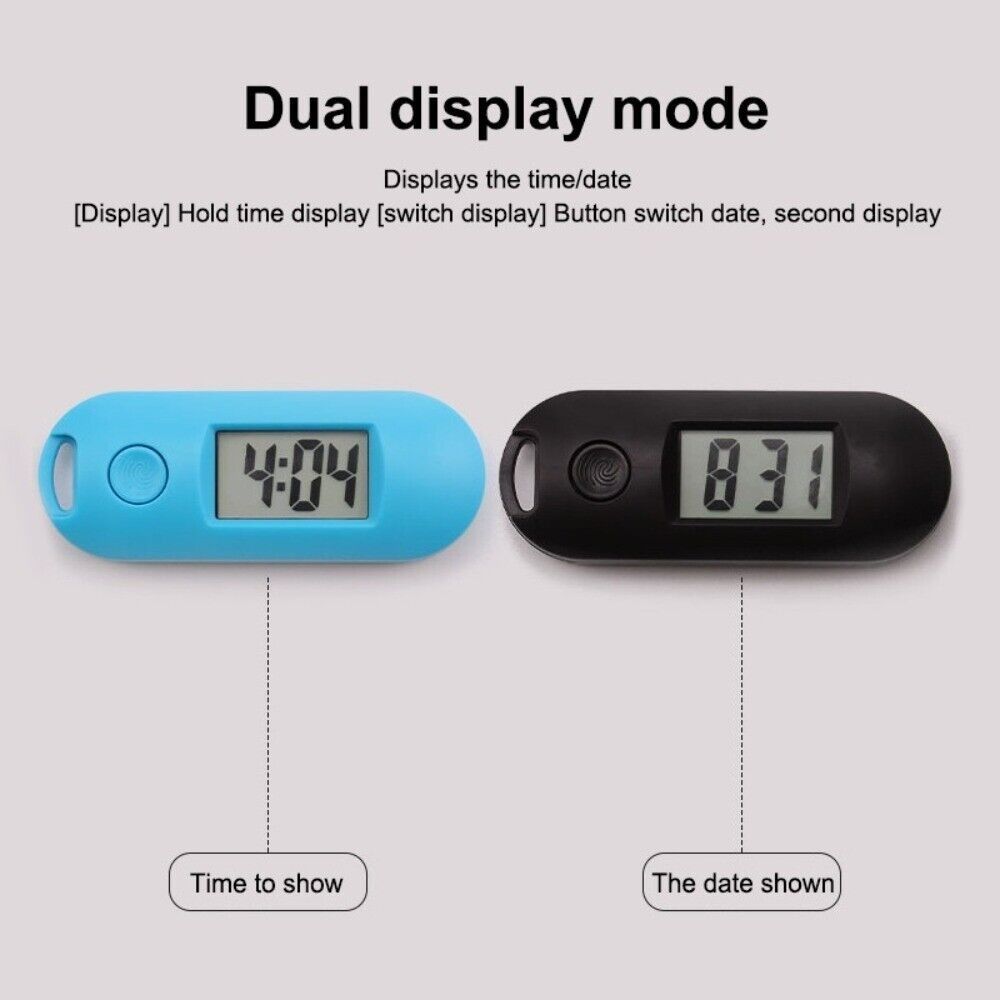 Digital Electronic Clock Mini Small Wall Watch LCD Display Study Library Luminous Key Ring Watch