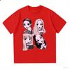 2025 New Korean Kpop BP Pink Girls Graphic Harajuku T Shirts Loose and Comfortable Heavy Cotton Tee Women's Fashion Casual Top