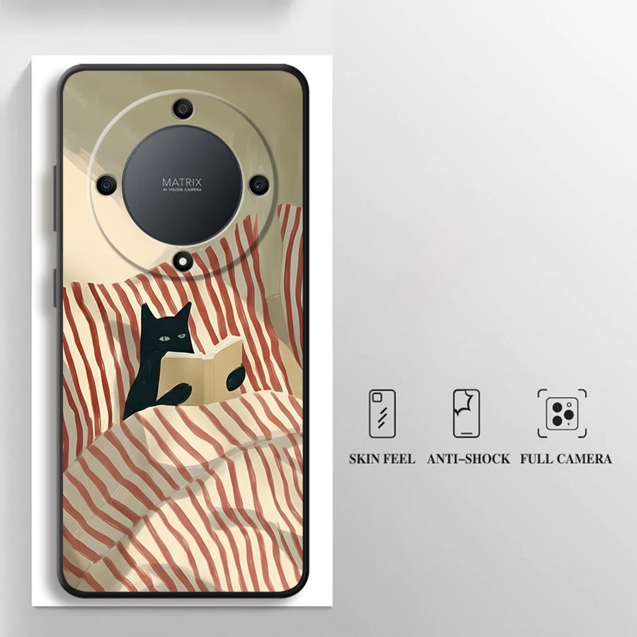 Чехол для телефона Funda для Honor Magic5Lite 8X X7 X5b X6 X8 200 400 Lite 70 X9a 90 Мультяшная Клетка Кошка