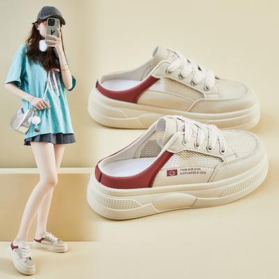 Новая летняя белая обувь для студенток, толстая подошва, увеличивающая рост, дышащая сетка, повседневная обувь