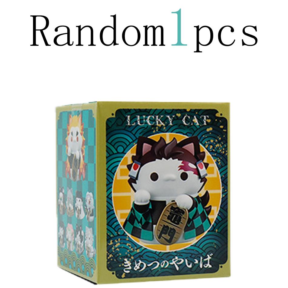 1-8PCS Anime Figure Demon Slayer Figures Doll Lucky Cat Series Blind Box Mini Figurine Warrior Action Figure Model Toy Gifts