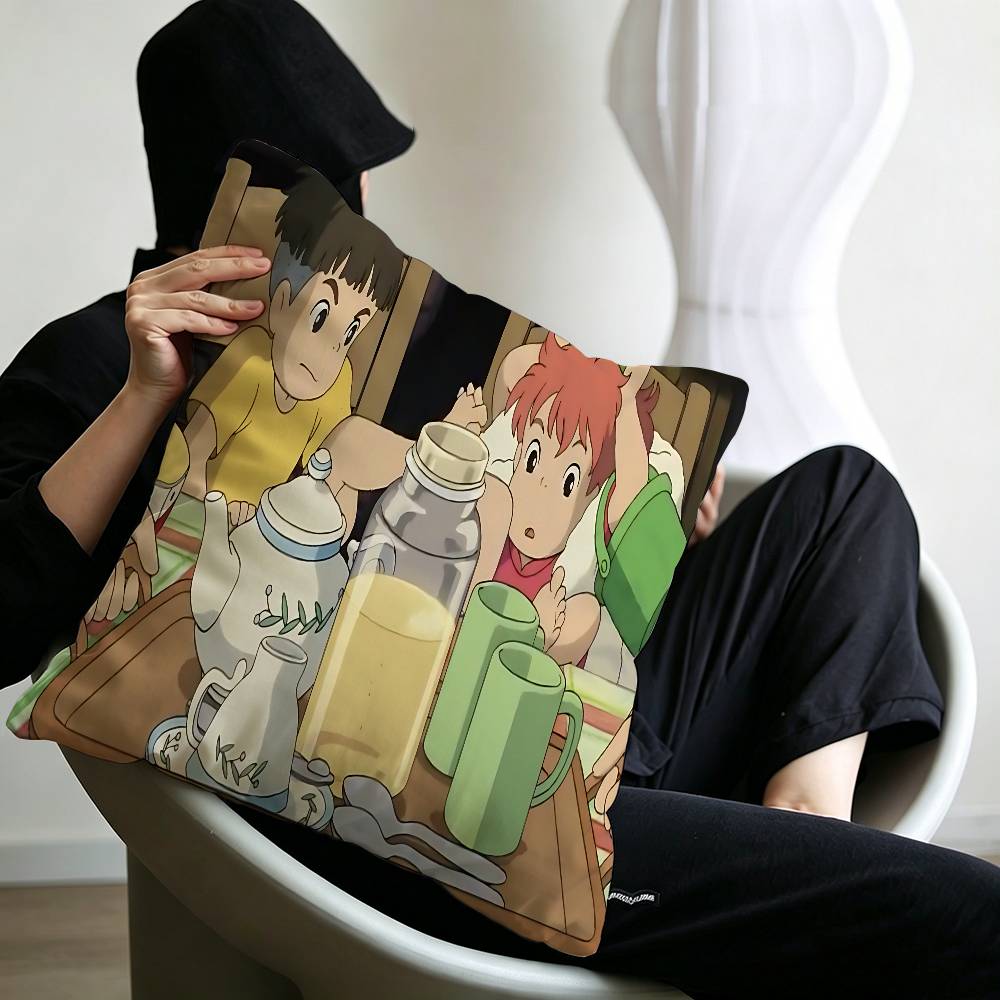 Cute PPonyo Movie on The Cliff Pillow Cushion Cover Pillowcase Living Room Sofa Home Decor Customized