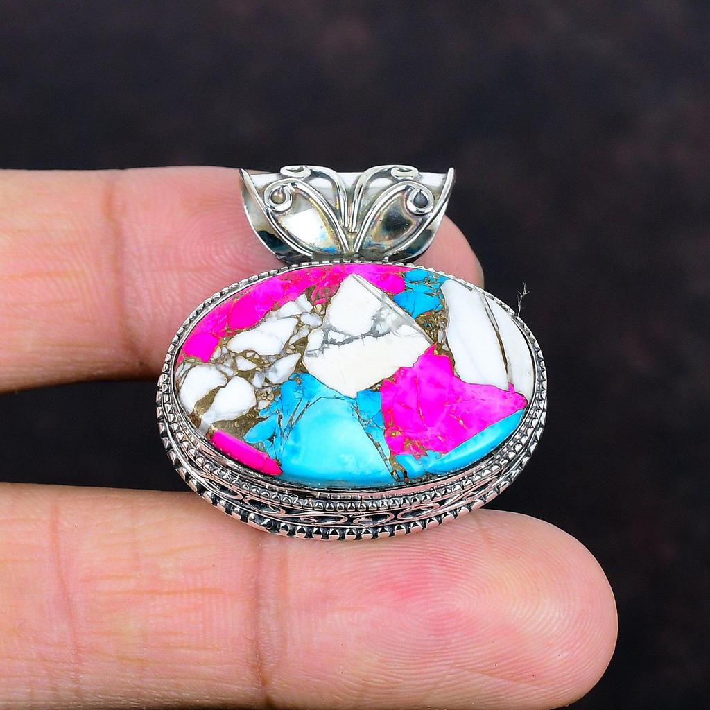 Cotton Candy Turquoise Pendant Vintage Pendant Gemstone Jewelry 925 Sterling Silver Pendant Handmade Pendant Gifts for Him Brand New Pendant