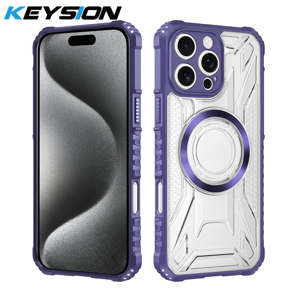 KEYSION Прозрачный магнитный чехол для MagSafe для iPhone 15 Pro Max 14 Plus Силикон+ПК Противоударный чехол для телефона для iPhone 13 Pro Max