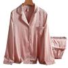 Pajamas Leopard print satin jacquard women's long-sleeved lapel cardigan Russian classic simple women 11091