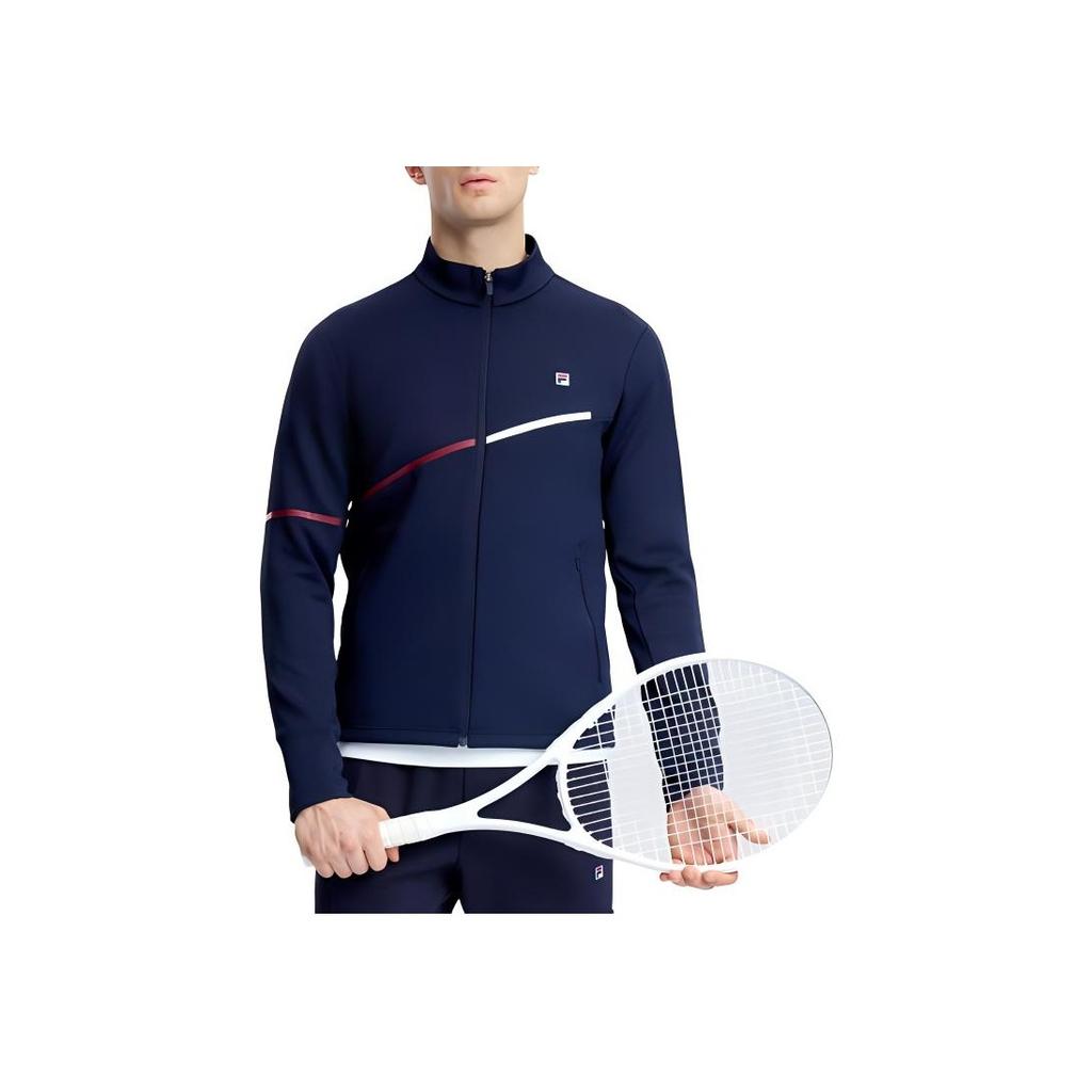 Fila Logo Print Tennis Polo Knit Sports Jacket Men Jackets Dark-Blue A11M333504F-NV