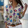 Ornamental Stone Print Women Blouse Spring Autumn Femme Office Lady Button Up Turn Down Collar Shirts