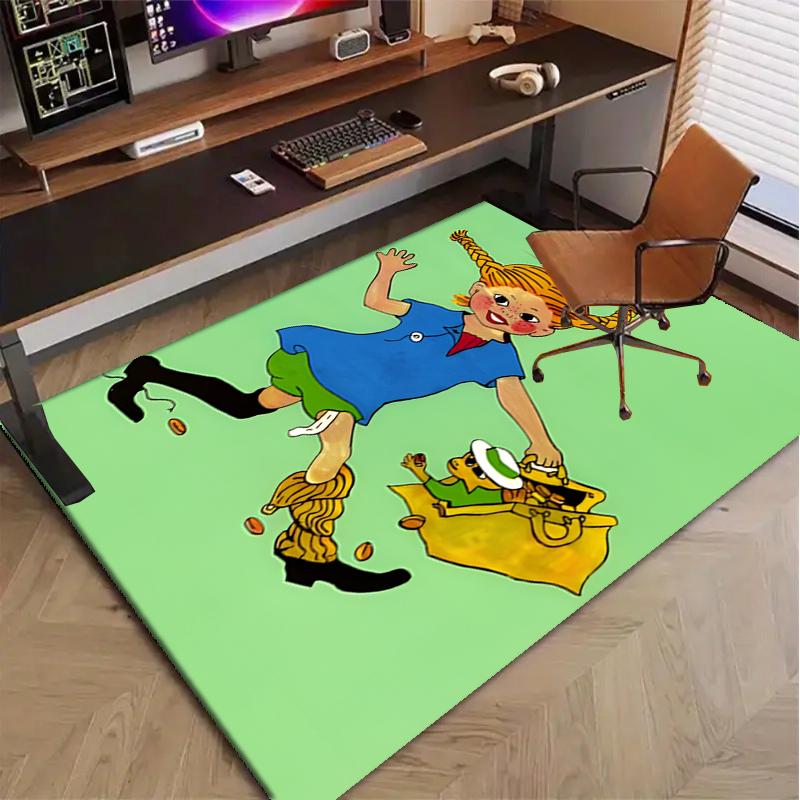 Pippi Longstocking Polyester Carpet, Soft Indoor Mat for Office Chair, Living Room, Computer Desk - Decorative Home Office Rug Design