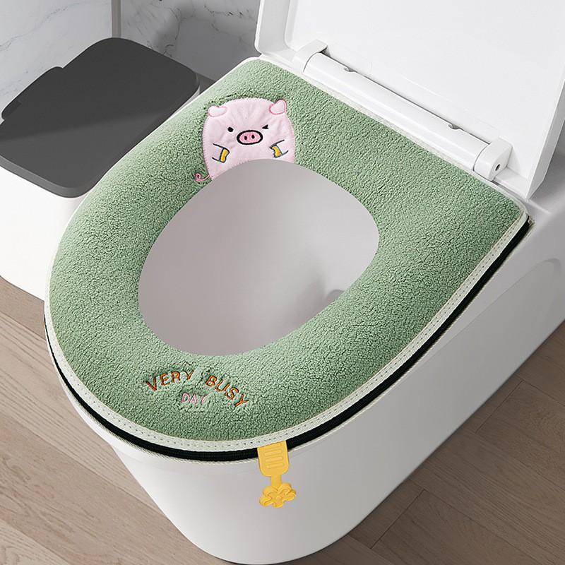 Washable Waterproof Toilet Seat Cover With Zipper Thick Winter Cushion Home Use All Season