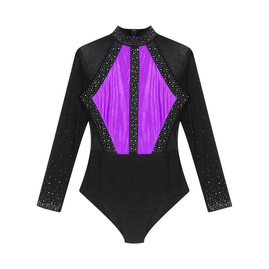 Женский гимнастический купальник в стиле пэчворк с цветными блоками, боди, топы, вечерние танцевальные костюмы, танцевальная одежда