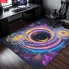 Neon Black Hole Lotus Rug, Galaxy Space Non-slip Carpet for Living Room Game Room Bedroom, Aesthetic Floral Floor Mat Home Decor