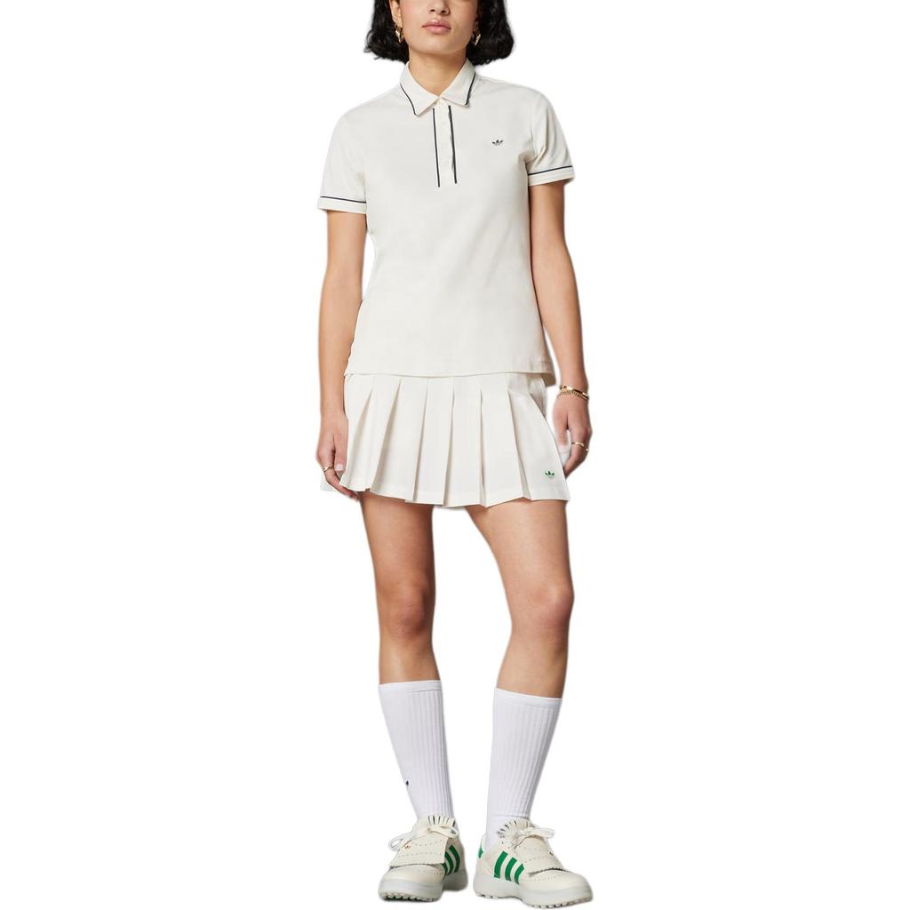 adidas Оригинальная модная мягкая удобная универсальная футболка-поло с коротким рукавом Originals Twistknit Женские футболки-поло Меловой белый JF4998