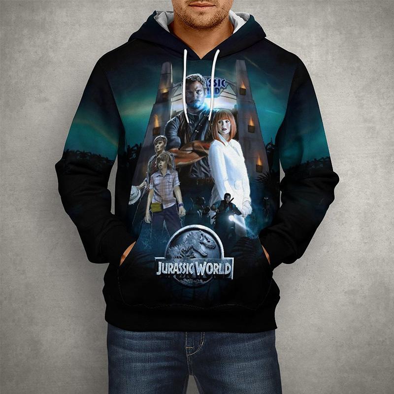 Осенние мужские толстовки с капюшоном, топы с парком Юрского периода, пуловер с 3D принтом, модная одежда, повседневные толстовки с изображением Мира Юрского периода, уличная одежда, пальто с динозавром