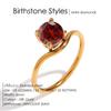 EMANCO Fashion Bling Colorful Cubic Zirconia Thin Women's Ring Waterproof Stainless Steel Trendy Exquisite Finger Jewelry