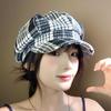 Autumn and Winter Retro British Style Hat Women's Plaid Face Showing Little Beret Warm Painter Hat Sweet Versatile Newspaper Hat