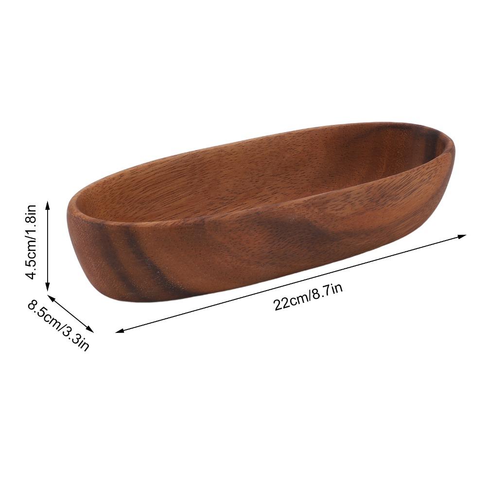 Wood Salad Bowl Long Oval Serving Bowl Beautiful Design Wooden Tray Living Room