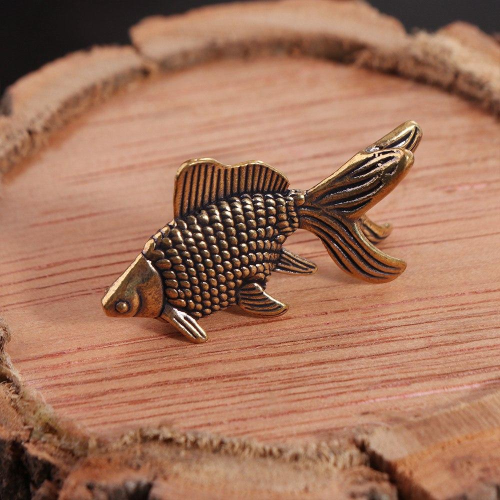 Милая винтажная латунная золотая рыбка статуэтка элегантный талисман удачи скульптура животного декор для дома офиса стола