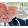 Exciting  Lip Crystal Car Rear View Mirror Ornament Stylish Hanging Pendant fashion auto   Ornament Colorful for Women