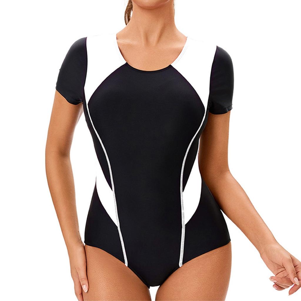 Женский консервативный цельный купальник без рукавов с открытой спиной, сочетающийся по цвету, с подкладкой для груди