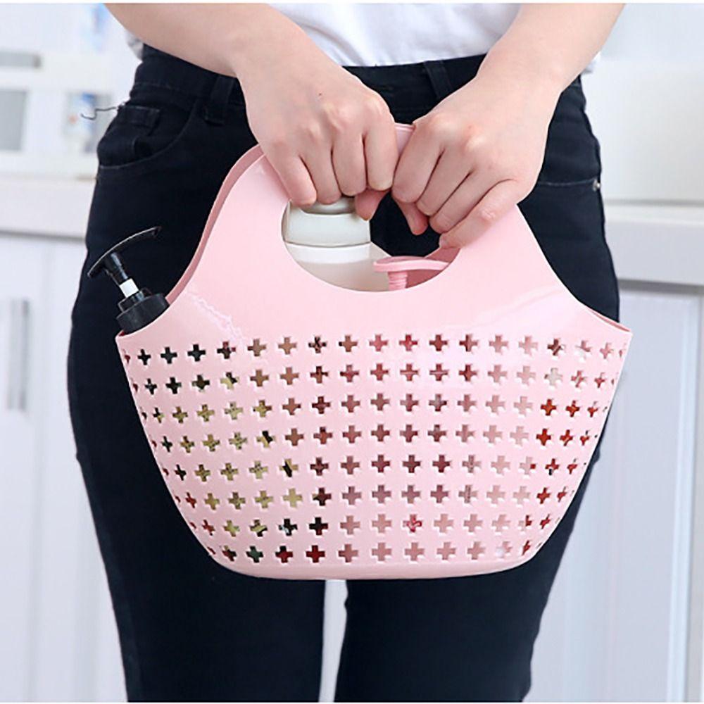Plastic Laundry Basket Handheld Shower Basket Portable Wash Storage Basket Bathroom