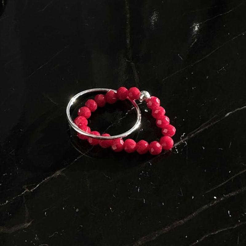 Mosxe [серебро 925 пробы] Кольцо с красными бусинами, многослойное