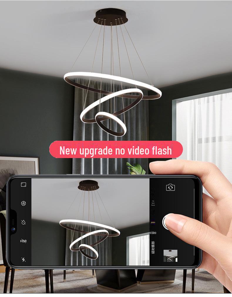 Современная скандинавская люстра с золотым кольцом для гостиной, двухуровневой квартиры, вестибюля, спальни или ресторана.