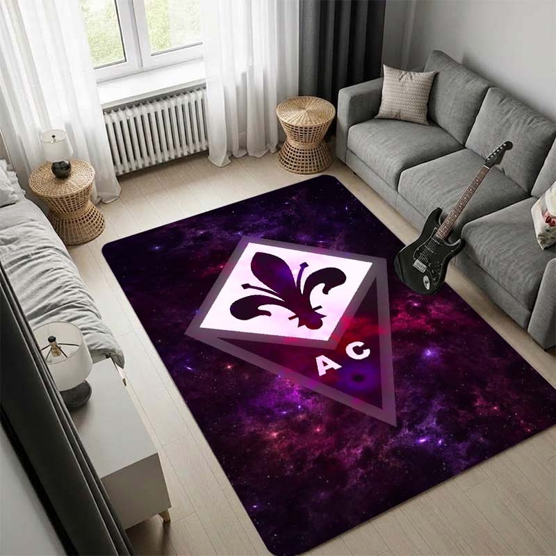 ACF Fiorentina Football Star Player Area Rug, Purple City Landscape Poster Floor Carpet, Non Slip Mat for Bedroom Living Room, Fan Home Decor