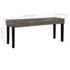 110 cm Black Natural Kubu Rattan and Solid Mahogany Bench