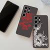 Мягкий силиконовый черный чехол с рисунком Line Chinese Loong для Xiaomi Redmi Note 13 Pro Samsung A55 A35 M35 S24 iPhone Camera Защитный противоударный чехол