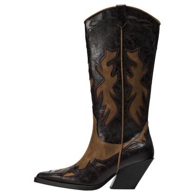 Модные универсальные ботильоны из искусственной кожи с острым носком в винтажном джинсовом стиле, высотой 7 см, женские, коричневые 13060410-38