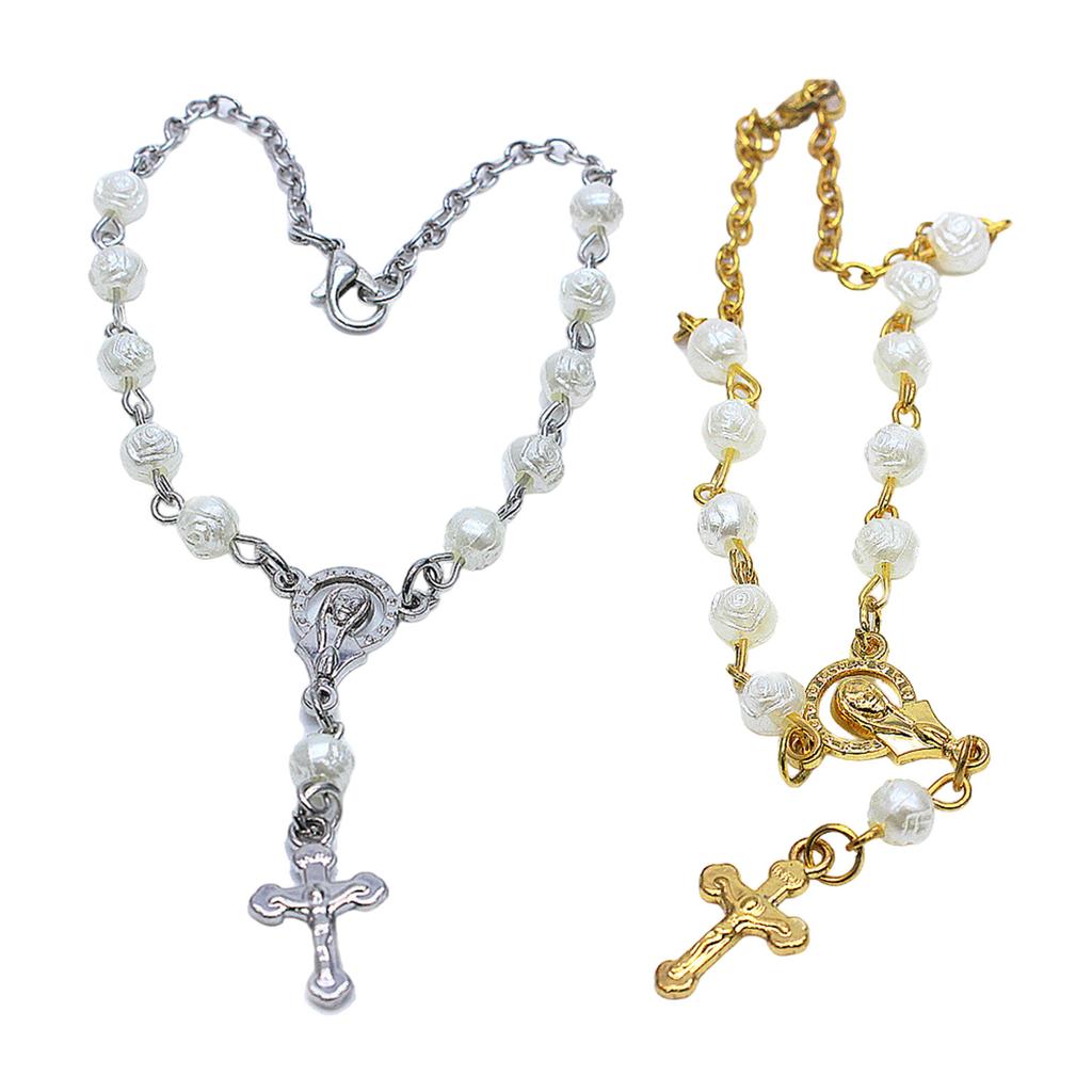 Розовый браслет-розарий с бусинами 6 мм, с крестом-подвеской, для женщин, девушек, католицизма, для молитвы, религиозные украшения на каждый день