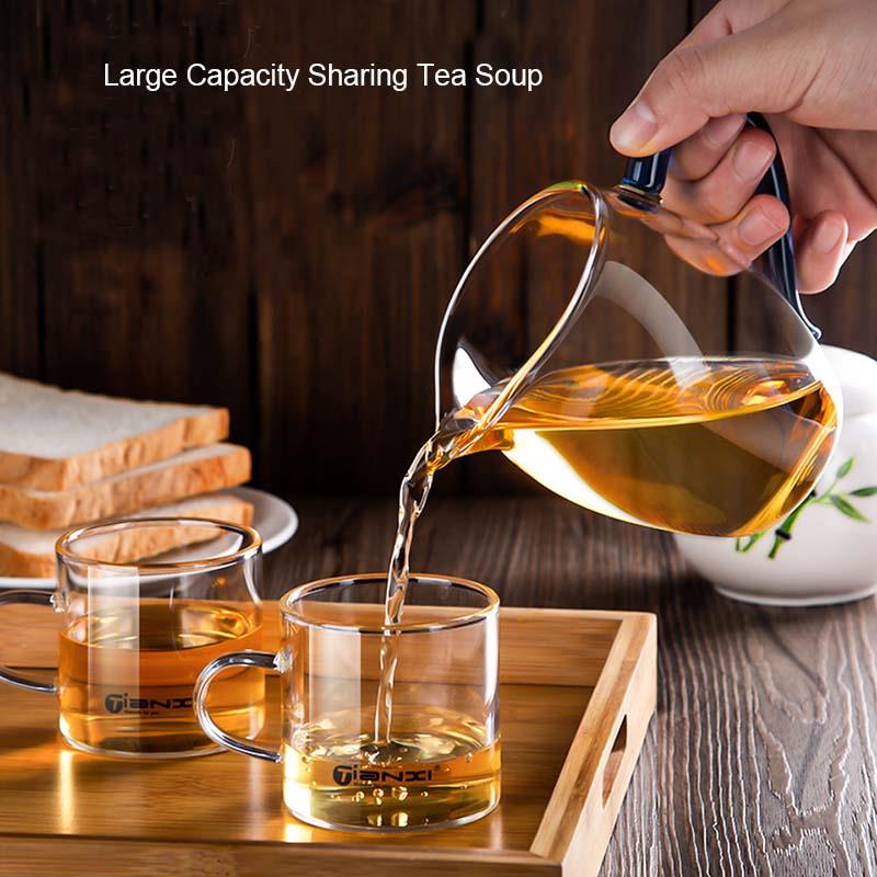 BORREY 300ML Glass Teapot Fair Cup Cha Hai Heat-resisting Glass Teacup Mug With Handle Gongdao Cup Tea Ceremony Cup Puer Kettle