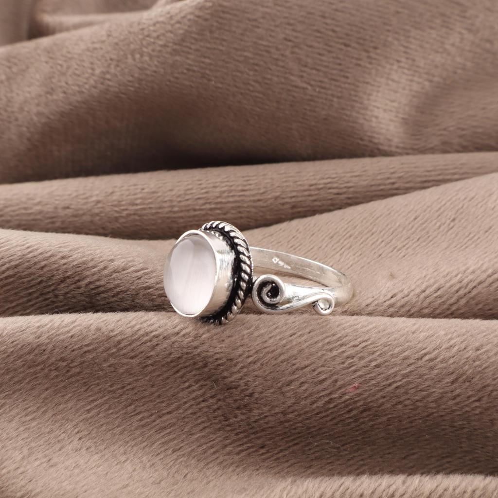Ювелирные изделия из селенита, Кольцо из драгоценного камня ручной работы, Кольцо из стерлингового серебра 925 пробы, Исцеляющие украшения, Для подарка на помолвку