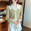 Весенне-осенняя женская рубашка, свободная повседневная рубашка с длинными рукавами, шифоновая рубашка, модная нижняя рубашка в западном стиле