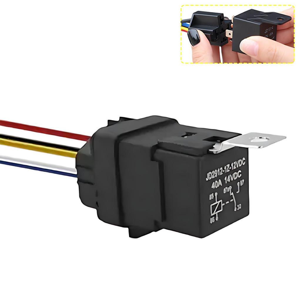 5/1pcs Waterproof Automotive Relay 12V 5pin 40A Black Red Copper Terminal Auto Relay with Relay Socket for Car Truck Boat Marine Relays 5