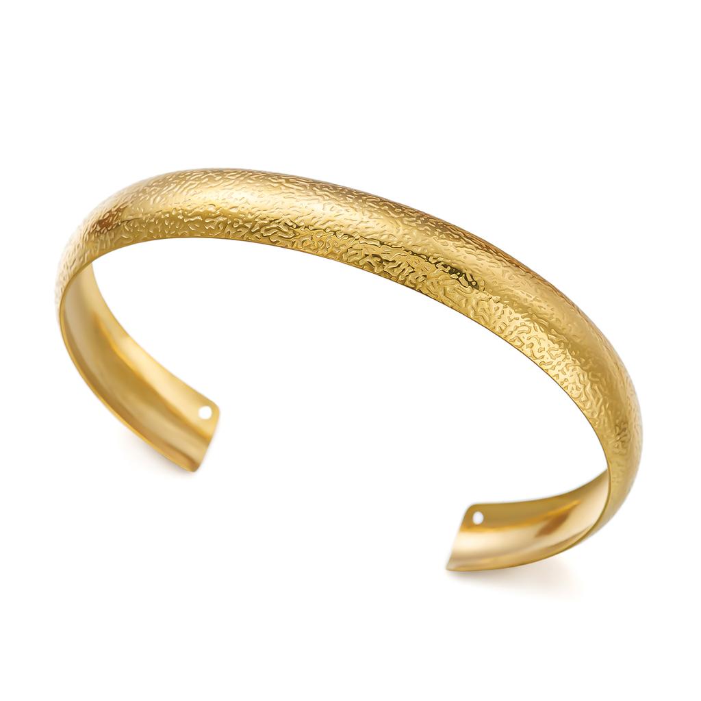 Elegant Geometric Stainless Steel Cuff Bracelets for Women Luxury Texture Round Waterproof Stackable Bangle Party Jewelry Gift