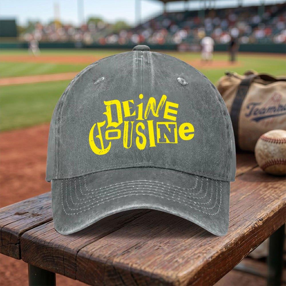 Deine Cousine Adjustable Washed Baseball Cap Unisex Lightweight Breathable Curved Brim Daily Travel Gift