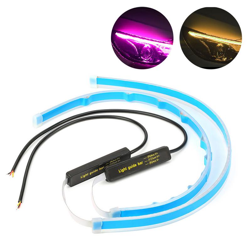 2 шт. Автомобильный светодиодный ультратонкий стримерный светильник DRL стримерный светильник, противотуманные фары, дневные ходовые огни, рулевая лампа