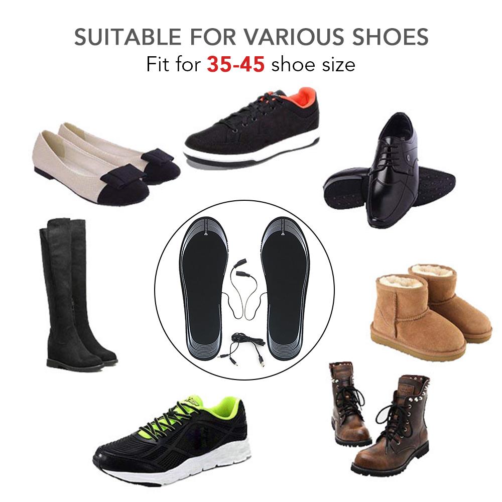 Heated Insole for Men Women Cuttable USB Powered Electric Heating Shoe Inserts Foot Warmers for Winter Camping Skiing Cycle