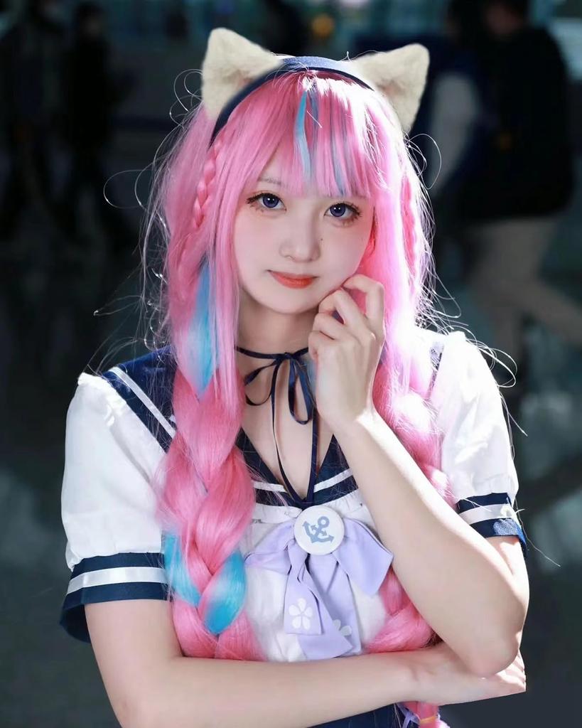 Косплей Минато Аква Косплей Костюм VTuber для Школы Матросский Сценический Наряд Парик Аква Размер новый [Отличное Качество] Парик, Взрослые, Фестиваль, Мероприятие, Костюм,