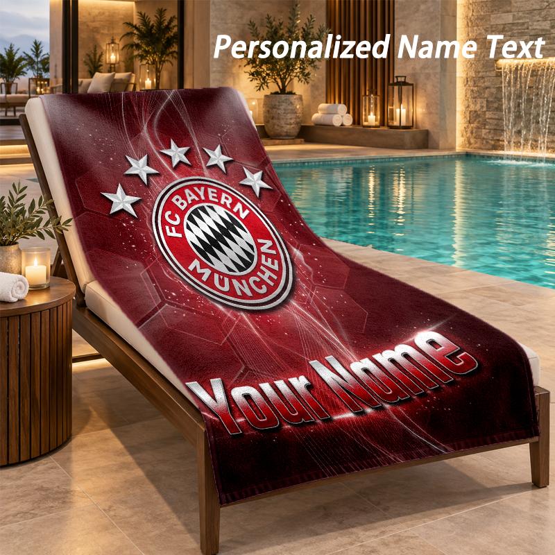 Custom Text Bayern Munich Print Beach Towel Large Towel For Home Bathroom Beach