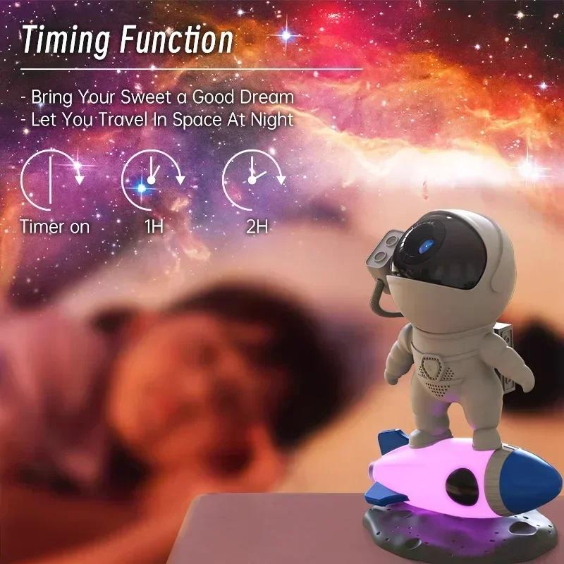 Rocket Astronaut Galaxy Projector Night Lights Bedroom Lamps Ambient Lighting Star Meter Bedroom Decor Romantic Gifts for Kids