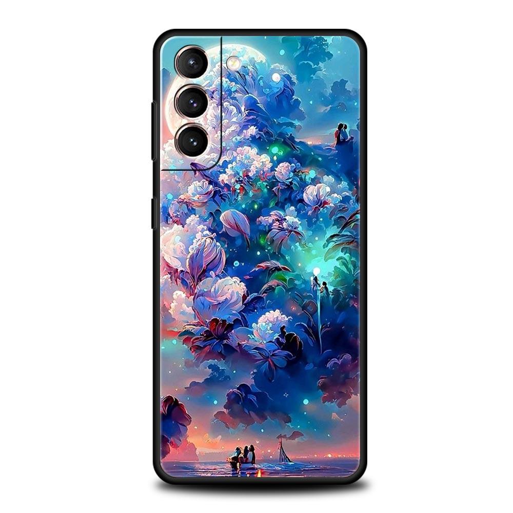 Мягкий чехол для телефона «Аниме Девушка Арт Пейзаж» для Samsung Galaxy S23 S22 S21 S20 FE Ultra 5G S10 S10E S9 S8 Plus 10 20, силиконовый чехол