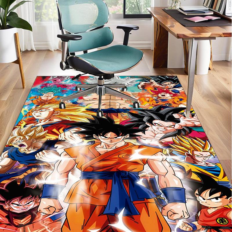 Goku Anime Office Rug Chair Mat, Game Carpet, Suitable for Front Door, Bedroom, Living Room, Desk, Holiday Gift