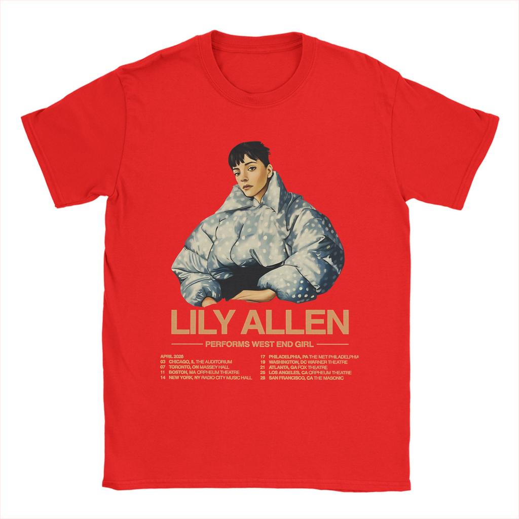 Hipster Lily Allen West End Girl Tour 2026 TShirts for Unisex Round Neck Pure T Shirts Short Sleeve Tee Shirt Plus Size Clothes