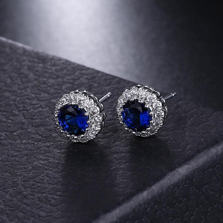 Floral Zircon Earrings, Duolian Girls' Jewelry, White Gold Plated, Korean Fashion Style